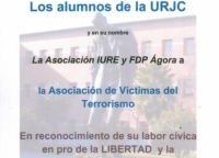 La Asociación Universitaria IURE y el Foro Debate Político Ãgora reconocen la labor cívica y democrática de la AVT